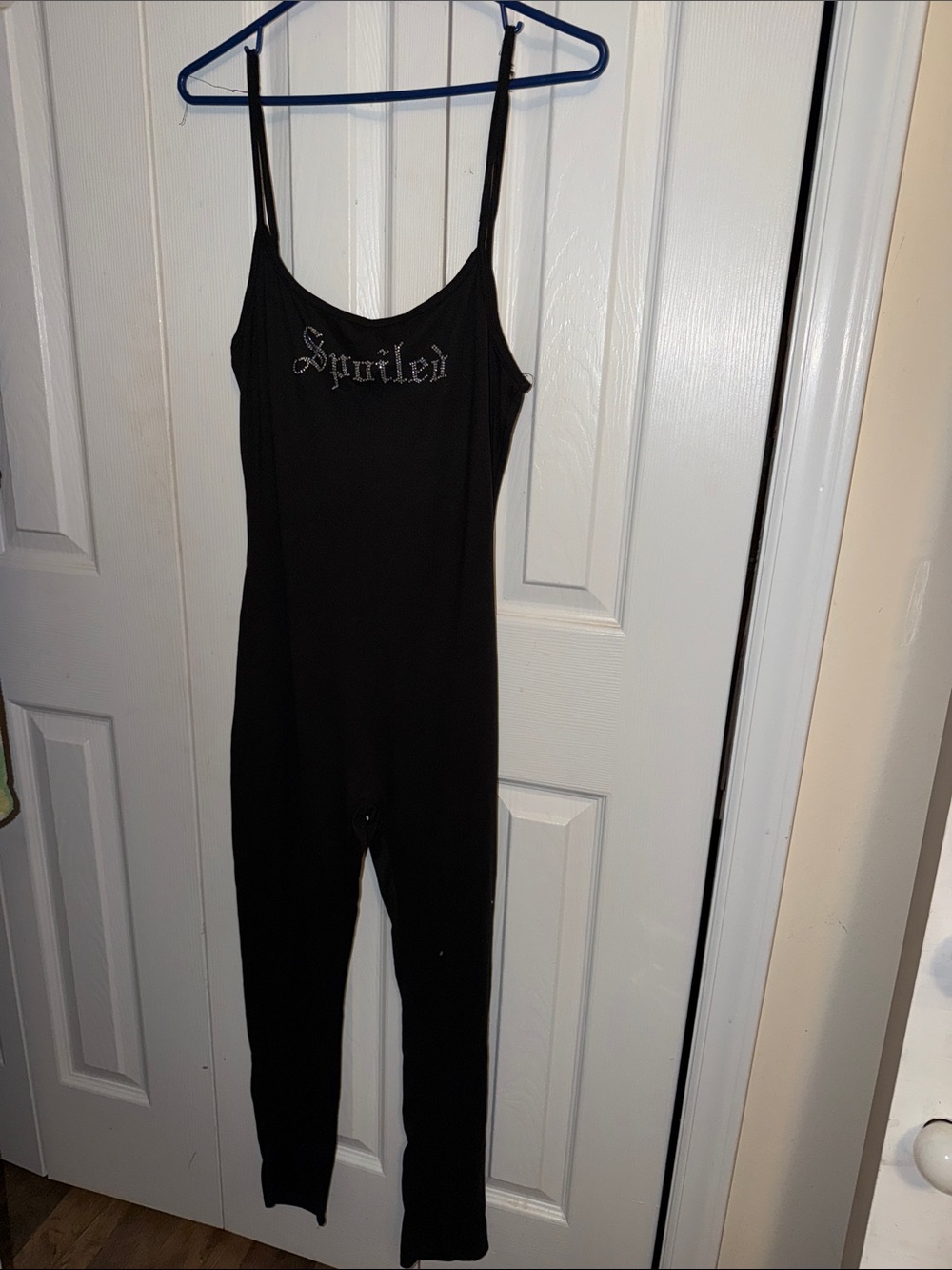 Fashion Nova Black Sparkle Logo bodysuit